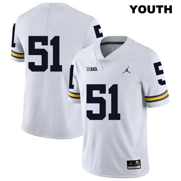 Youth NCAA Michigan Wolverines Cesar Ruiz #51 No Name White Jordan Brand Authentic Stitched Legend Football College Jersey MG25I48ZN